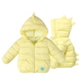 thumbnail image 1 of FAIOROI Little Girls Dinosaur Hooded Winter Jacket - 5T Yellow, Quilted, Full Zip, Warm Insulated, Machine Washable, 1 of 9
