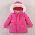 thumbnail image 1 of fnnxnal Little Girls' Hot Pink Puffer Jacket 5T - Warm Winter Coat with Faux Fur Hood, Pockets, Waterproof Nylon Spandex, 1 of 9