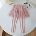 thumbnail image 1 of fnnxnal Little Girls Pink Skirted Leggings - 5T Tutu Style, 100% Polyester Soft Durable, Layered Tulle Polka Dots, Bow Waist for Daily Wear/Party/Dance, 1 of 3