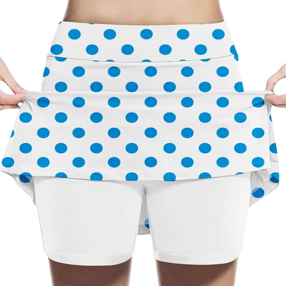 fnnxnal Little Girls Polka Dot Skort with Built-in Shorts - Light Blue, 5T - Stretchy, Breathable for Active Play & Casual Wear