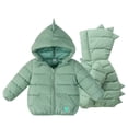 thumbnail image 1 of Trupants Little Girls Winter Jacket 6T Green - Dinosaur Hooded with Spikes, Quilted, Full Zip, Machine Washable, Warm 30-50°F, 1 of 6
