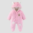 thumbnail image 1 of fnnxnal Pink Kids Girl Bear Onesie Winter - Warm Footed Kids Jumpsuit with Quilted Lining, Front Zipper & Plush Ears, Fall Daily Wear/Photo Outfit for 0-12M,Size 1 T, 1 of 5