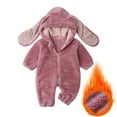 thumbnail image 1 of fnnxnal Pink Thermal Baby Onesie for Newborns - 9 Months, 100% Polyester Plush, Bunny Ear Hood & Front Zipper, Warm for Daily Wear/Photoshoots, 1 of 3
