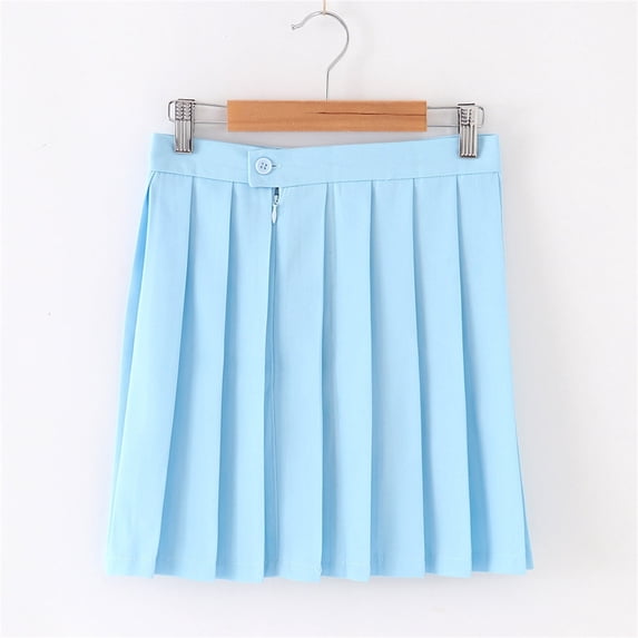 Trupants Pleated Skirt for Juniors - Cotton High Waisted Short, Light Blue, Size 16 T