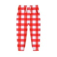 thumbnail image 1 of fnnxnal Red Buffalo Plaid Jogger Pants for Little Girls - 5-6T Size, Elastic Waist with Drawstring, Side Pockets, 95% Polyester 5% Spandex, Casual Sporty Fit, 1 of 3