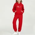 thumbnail image 1 of fnnxnal Red Girls' Tracksuit Set - 100% Polyester Soft Hoodie & Joggers, Heart Paw Print Design, Comfortable Kids Activewear for Ages 2-13,Size 7 T, 1 of 6
