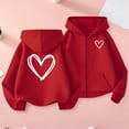 thumbnail image 1 of Trupants Red Zip-Up Hoodie for Girls - 100% Polyester Soft Durable Hand-Drawn Heart Hooded Sweatshirt (Ages 4-12),Size 9-10T, 1 of 8