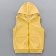 thumbnail image 1 of fnnxnal Toddler 100% Cotton Hooded Vest with Zipper & Pockets, 3T, Yellow - Comfortable for Everyday & School Use, 1 of 7