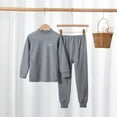 thumbnail image 1 of fnnxnal Toddler 3T 100% Cotton Thermal Set - Dark Gray, Hypoallergenic Long Johns with Cuffed Edges, Warm Base Layer for Toddlers, 1 of 5