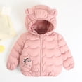 thumbnail image 1 of Trupants Toddler 3T Pink Padded Winter Jacket, Cute Ear Hood, Dinosaur Embroidery, Waterproof Warm Coat, Stretchy Nylon Kids' Cold Weather Outerwear, 1 of 4