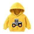 thumbnail image 1 of fnnxnal Toddler 3T Yellow Kids Hoodie, 100% Polyester with Tractor Patch - Machine Washable, Soft Quick Drying, 1 of 5