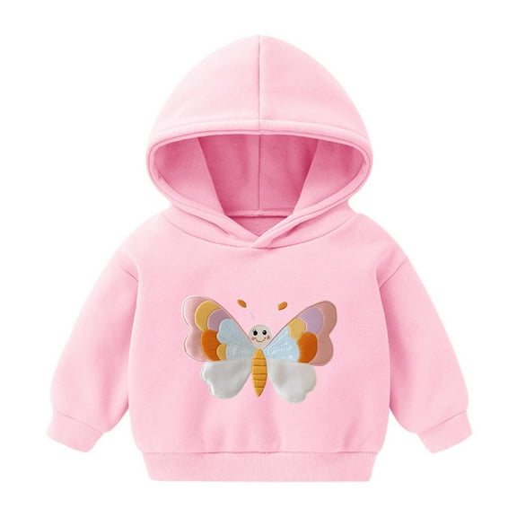 fnnxnal Toddler 4T Girls Pink Butterfly Hoodie, 100% Polyester Durable Machine Washable for Everyday & Transitional Weather