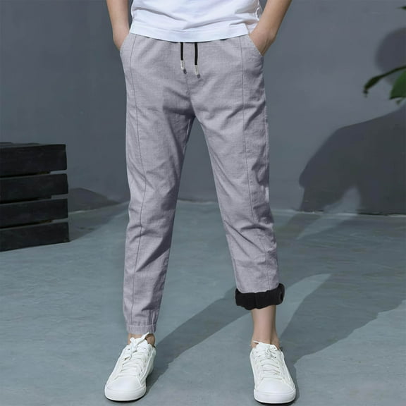 fnnxnal Toddler 4T Kids' Fleece-Lined Jogger Pants - Warm Polyester Casual Elastic Cuff Drawstring Waist, Gray