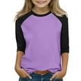 thumbnail image 1 of Trupants Toddler 4T Purple Baseball Tee, Durable 3/4 Sleeve Color Block Top - Stretchy Machine Washable for Toddler Play & School, 1 of 6