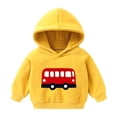 thumbnail image 1 of FAIOROI Toddler 4T Yellow Kids Hoodie - Cartoon Bus Graphic 100% Polyester Durable Everyday Play Fall Spring Sweatshirt, 1 of 5