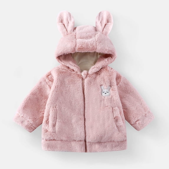 FAIOROI Toddler Animal Hooded Jacket - Pink, 2-3T - 100% Polyester, Soft Warm, Full Zipper, Machine Washable, Cute Bear Design