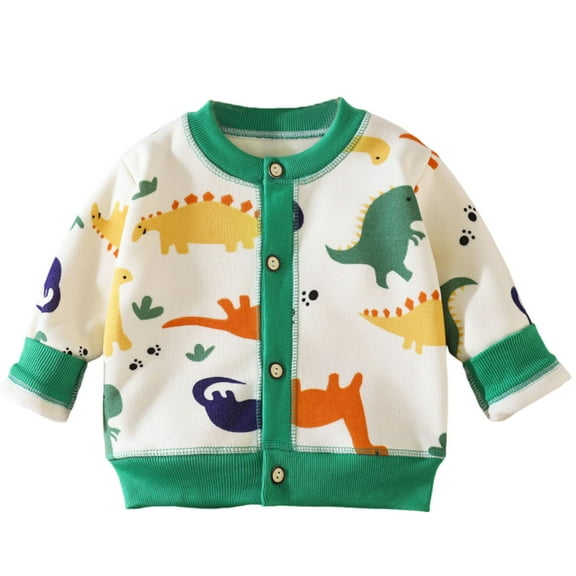fnnxnal Toddler Dinosaur Cardigan - Green, Size 2-3T, Machine Washable Easy Care, Spring Fall Layering Gender Neutral Kids Sweater