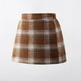 thumbnail image 1 of fnnxnal Toddler Girl Khaki Plaid Mini Skirt - 3T, 100% Polyester, A-Line, Elastic Waist, Machine Washable, 1 of 3