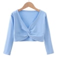 thumbnail image 1 of fnnxnal Toddler Girls 3-4T Long Sleeve Dance Crop Top - Moisture Wicking, Stretchy, Quick Drying - Blue, 1 of 5