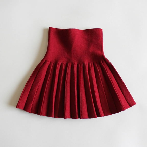 fnnxnal Toddler Girls' Cotton Pleated Skirt - Wine, 3-4T, School & Casual Wear, Durable & Comfortable