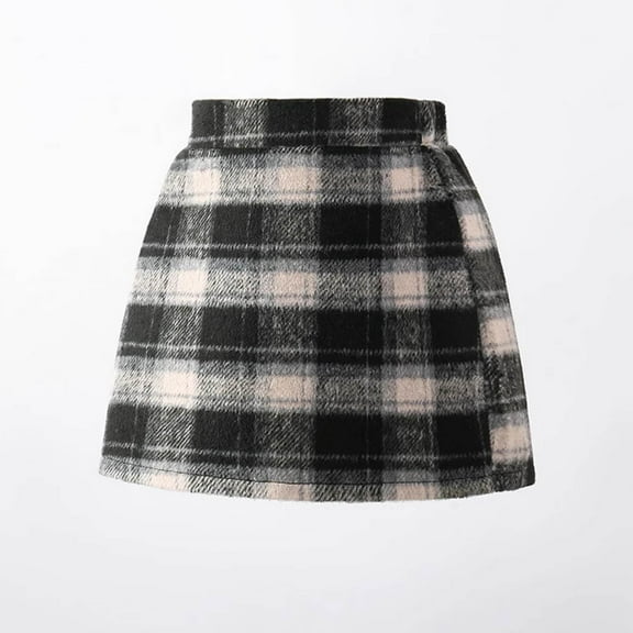fnnxnal Toddler Girls Plaid Mini Skirt - Elastic Waist, Durable 100% Polyester, Machine Washable - 3T, Black
