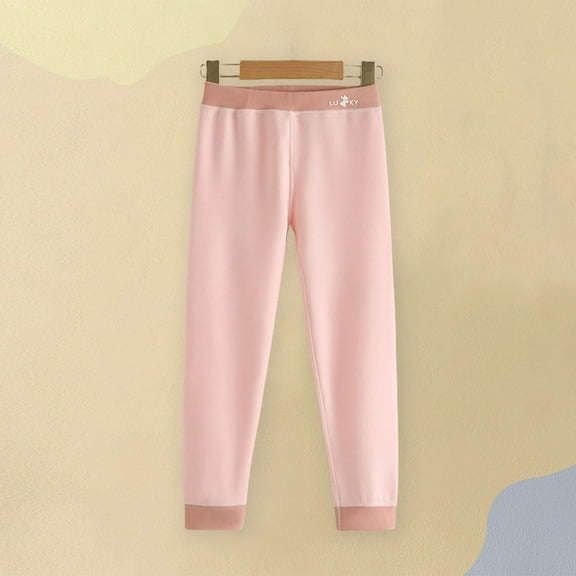 fnnxnal Toddler Girls' Thermal Pants - 100% Cotton, Elastic Waist, Pink, 2-3T, Breathable Warm Bottoms for Cold Weather Daily Wear/School/Outdoor