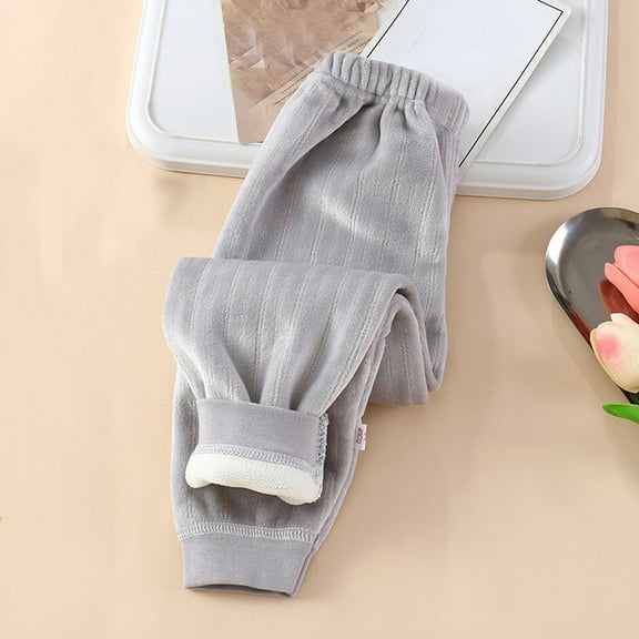 Trupants Toddler Gray Fleece Lined Cotton Pants - 3-4T | Warm Thickened Elastic Waist Pants for Cold Weather, Daily Wear & Outdoor Play