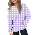 thumbnail image 1 of fnnxnal Toddler Kids' Gingham Sweatshirt - Soft Stretch, Kangaroo Pocket, Classic Crew Neck, 3T Purple - Durable for School & Playdates, 1 of 6