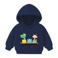 thumbnail image 1 of fnnxnal Toddler Kids Hoodie 4T Navy - Dinosaur Giraffe Train Cartoon Graphic, Durable Machine Washable Fade Resistant, Soft Sweatshirt for 2-8 Years, 1 of 5