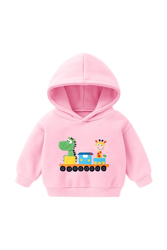 Toddler Kids Hoodie Size 4T Pink - Dinosaur Train & Giraffe Print, 100% Polyester Machine Washable, Durable for Casual/Play