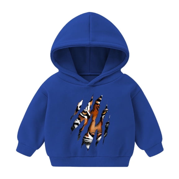 FAIOROI Toddler Kids Tiger Claw Print Hoodie - Durable Quick-Drying, 3T Blue Unisex for School & Active Play
