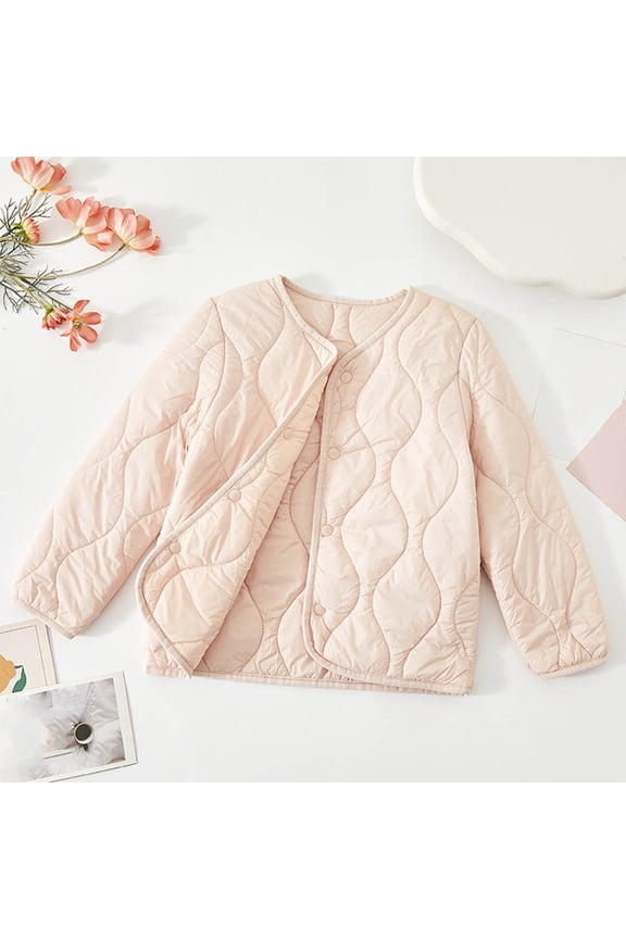 Toddler Pink Quilted Cotton Jacket 4-5T - Soft Breathable, Spring Fall Transitional Outerwear, Lightweight for Active Kids