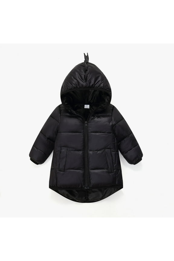 Trupants Toddler Puffer Jacket 4T Black - Warm Winter Coat, Water-Resistant Quilted with Fun Hood, Easy Zip & Pockets