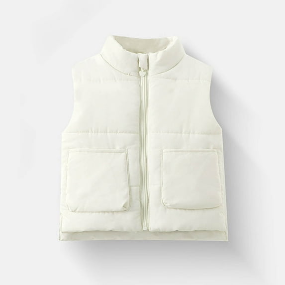 fnnxnal Toddler Puffer Vest 2-3T White - Cotton Lightweight Warm, Full-Zip with Pockets, Skin-Friendly for Toddler Kids