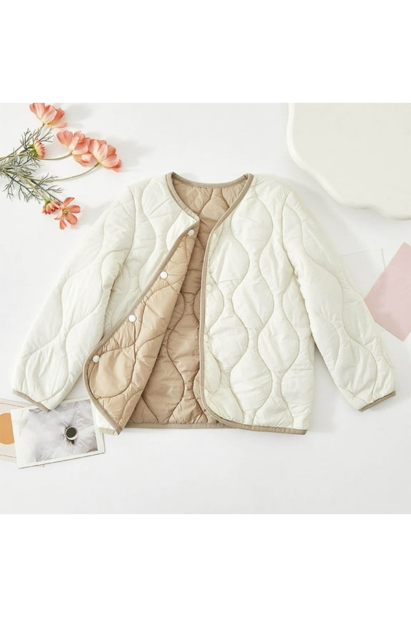 Trupants Toddler Quilted Cotton Jacket - Lightweight Breathable, Size 4-5T Beige, Spring/Fall Outerwear Machine Washable