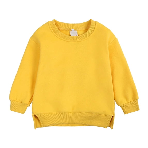 FAIOROI Toddler Soft Cotton Sweatshirt - Long Sleeve Crew Neck, 4T Yellow, Comfortable Relaxed Fit for Daily Wear/Playdates