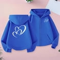 thumbnail image 1 of Trupants Warm Heart Graphic Girls Blue Hoodie - 100% Polyester Zip Up Sweatshirt with Kangaroo Pocket, Loose Fit for Girls 4-14 Years,Size 7-8T, 1 of 8