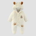 thumbnail image 1 of fnnxnal White Kids Girl Bear Onesie - Warm Footed Kids Jumpsuit with Plush Ears, Front Zipper & Quilted Lining, Fall/Winter Wear for 0-12M Daily/Photo Use,Size 3 Months, 1 of 5