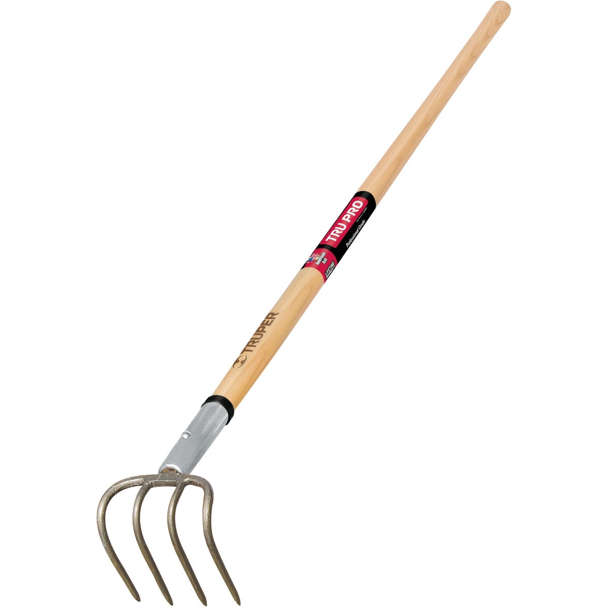 Truper 30033 Tru Pro 4-Tine Forged Cultivator, 5-Inch Head, 60-Inch Ash Handle — Residential Use, Standard Application