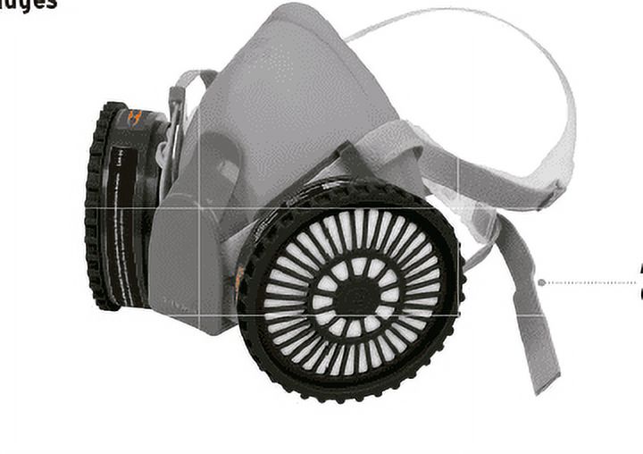 Truper Professional Half Facepiece Respirator, MultiGas & Organic Vapors Cartridges