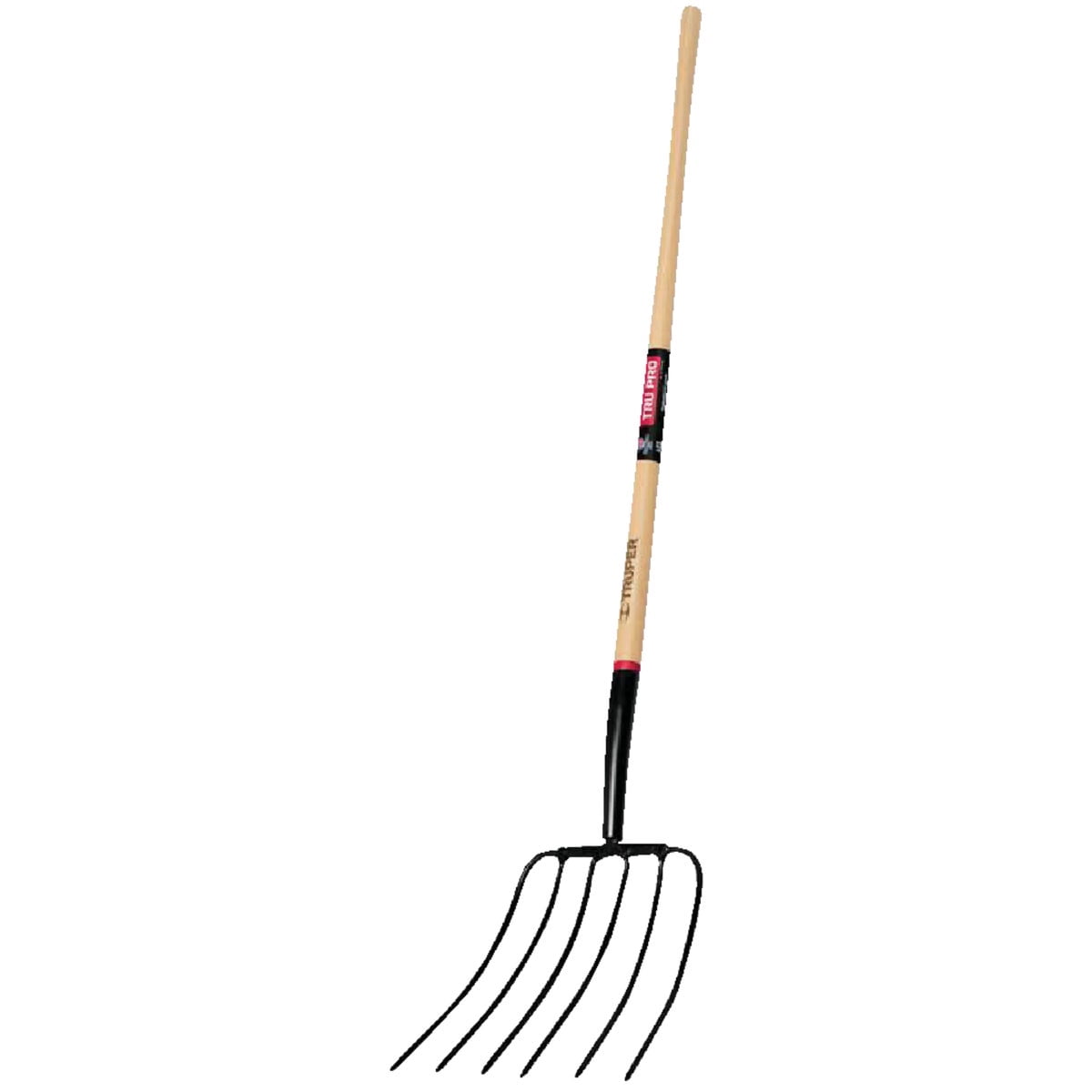 Truper Tools P-Tru Pro 6 Tine Manure Fork Long Handle- Steel/wood 54 Inch