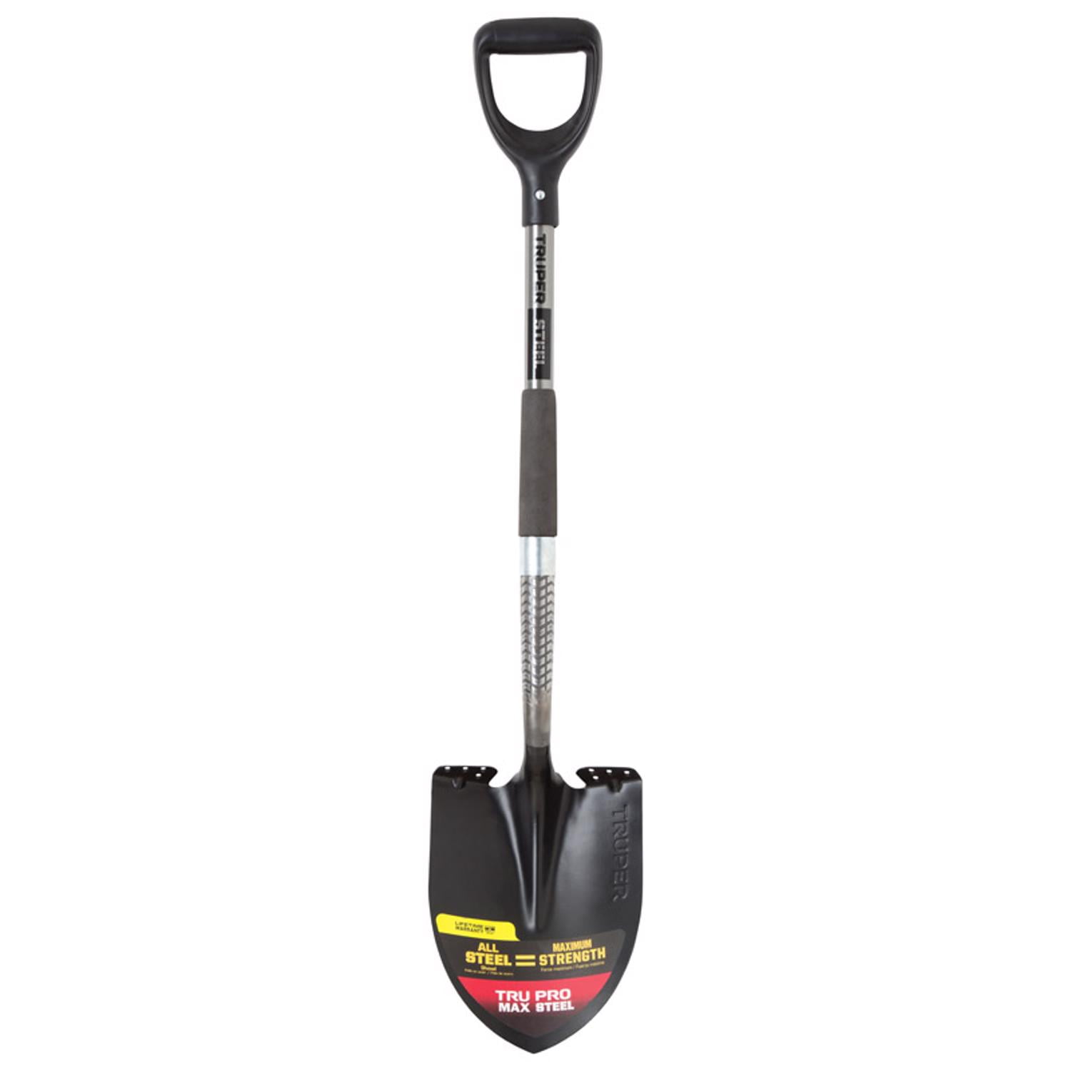 Truper Tru Pro 40 in. Steel Round Digging Shovel with D-Grip Steel ...