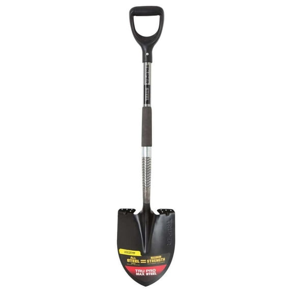 Truper Tru Pro 40 in. Steel Round Digging Shovel with D-Grip Steel Handle