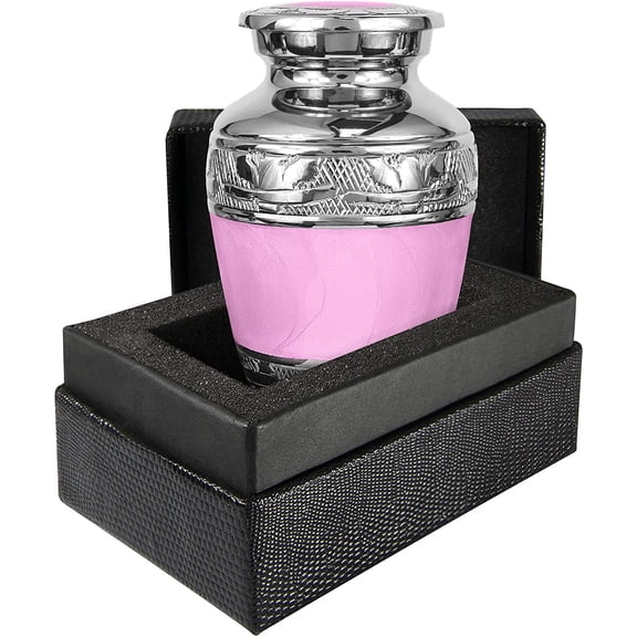 Trupoint Memorials Hugs and Kisses Light Pink Small Keepsake Urn for Human Ashes - Qnty 1 - Find Comfort with These Beautiful and Quality Urns - Includes Case and Bag