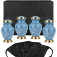 thumbnail image 1 of Trupoint Memorials Modern Love Light Blue Small Keepsake Urns for Human Ashes - Set of 4 - with Velvet Bags, 1 of 7
