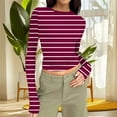 thumbnail image 1 of Trushirt Womens Crop Tops Long Sleeve Print Crew Neck Casual Fall Winter Purple Going Out Tops for Women Size S, 1 of 7