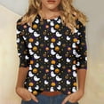 thumbnail image 1 of VOONCAS Womens Tops Crew Neck Casual Fall Winter Print Long Sleeve Multicolor Going Out Tops for Women Size S, 1 of 5