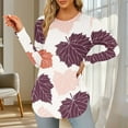 thumbnail image 1 of VOONCAS Womens Tops Fall Winter Casual Print Crew Neck Long Sleeve Pink Going Out Tops for Women Size S, 1 of 3
