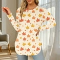 thumbnail image 1 of VOONCAS Womens Tops Long Sleeve Fall Winter Print Crew Neck Casual Gold Going Out Tops for Women Size L, 1 of 3