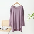 thumbnail image 1 of VOONCAS Womens Tops Modal Casual Fall Winter Crew Neck Solid Long Sleeve Purple Going Out Tops for Women Size Free Size, 1 of 7